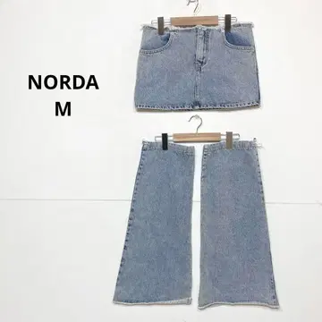 NORDA 레그 워머가 있는 데님 미니 스커트 y2k 블루 G860