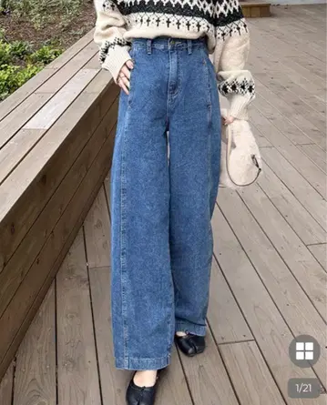 nugu 프론트 라인 디테일 데님 팬츠 L 사이즈