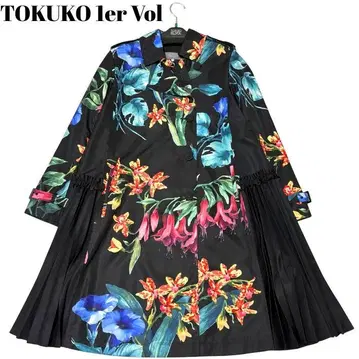 미사용 택 포함 TOKUKO 1er Vol 트렌치코트 플라워 모티브
