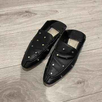 ZARA 스터드 로퍼 36 천연 가죽 골드 스터드