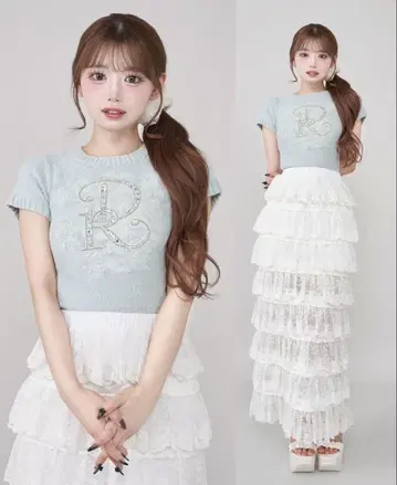 Darich 다리치 DR 비쥬 플라워 니트 탑 SAX