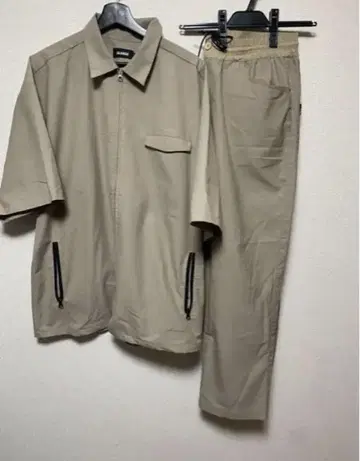 XLARGE 베이지 지퍼업 셔츠 셋업