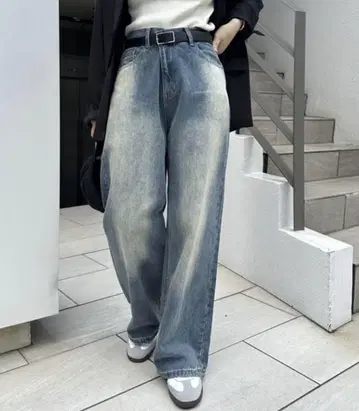 mystic 오버다이 와이드 데님 1 블루