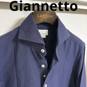 Giannetto 슬림핏 호리존탈 칼라 셔츠 네이비 38
