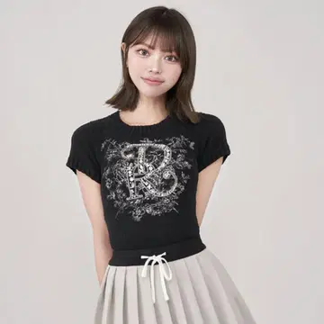 Darich 다리치 DR 비쥬 플라워 니트 탑 BLK