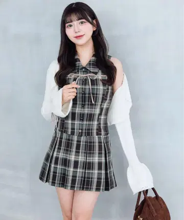 슬리브리스 셔츠 미니 원피스