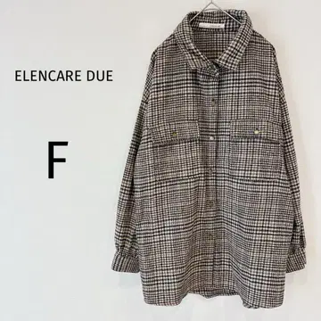 엘렌 카레 듀에 긴팔 체크 셔츠 캐주얼 빅 루즈 두꺼운 원단 베이지 F