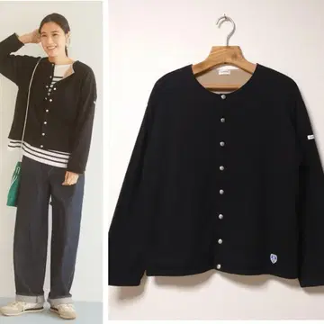 새상품급 ORCIVAL 오르치발 뒷면 플리스 크루넥 가디건
