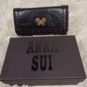 새상품급 ANNA SUI 박스 포함 가죽 키케이스 4연 버터플라이 블랙