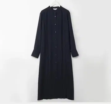 플라스테 백 플리츠 셔츠 원피스 네이비 S