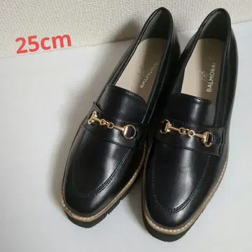 비트 로퍼 골드 금장 장식 통굽 블랙 25cm