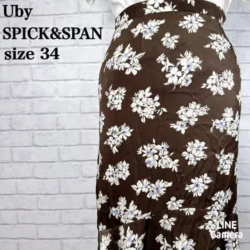 유바이 스픽 앤 스팬 꽃무늬 머메이드 스커트 고급스럽고 깔끔한 캐주얼