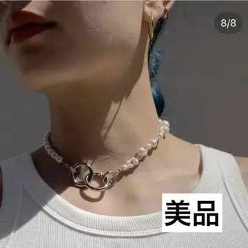 Ameri vintage Bijou R.I 체인 목걸이 화이트