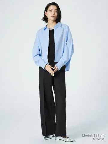 PLST 네이비 웜 리저브 와이드 팬츠 슬랙스 XS
