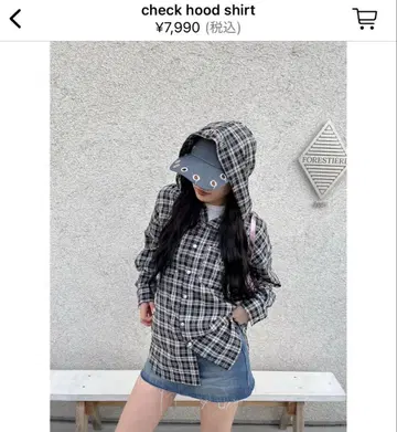 HTH 후드 부착 체크 셔츠