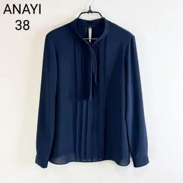 anayi 보타이 조젯 블라우스 네이비 컬러
