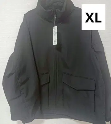 지유 새상품 윈드프루프 스탠드 카라 블루종 XL 자켓 블랙