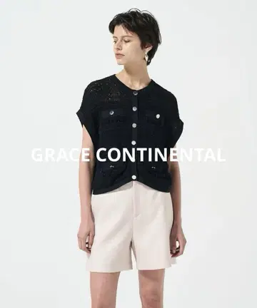 GRACE CONTINENTAL [택 포함] 숏 니트 베스트 36 블랙