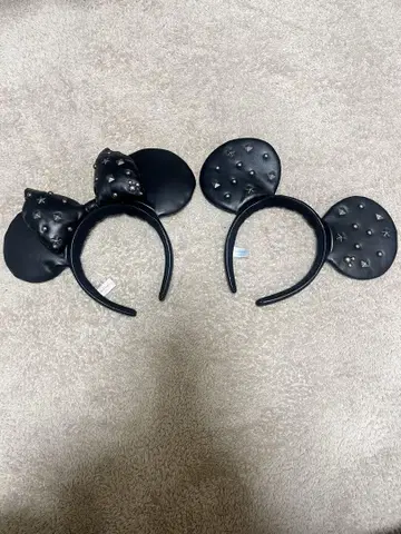 미키마우스 귀 모양 머리띠 블랙 가죽