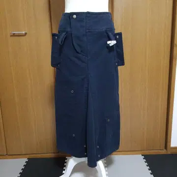 ISSEY SPORT 네이비 데님 롱 스커트 코튼 혼방
