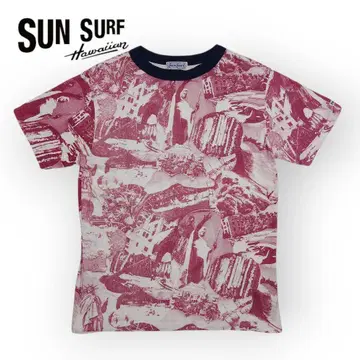 초레어 Sun Surf 올 패턴 프린트 카메하메하 대왕 티셔츠 M