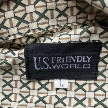 U.S. FRIENDLY WORLD 기하학 패턴 긴팔 셔츠 L
