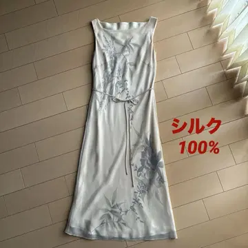 스트로베리 필드 꽃무늬 프린트 롱 드레스 실크 100% 쉬폰