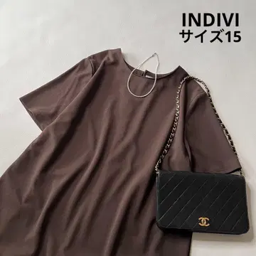 b926 INDIVI 세탁 가능한 티어드 원피스 사이즈 15 빅 사이즈