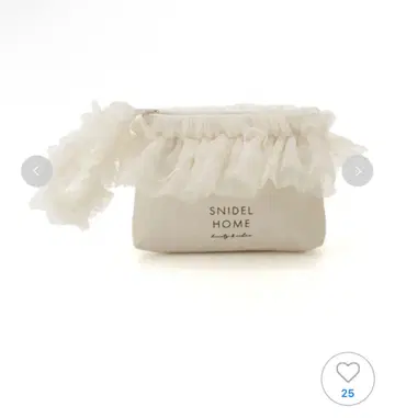 SNIDEL HOME 도트 튤 파우치 프릴 파우치 화이트