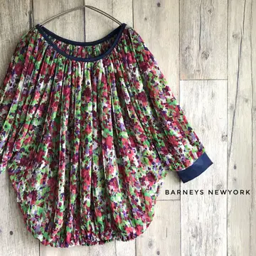 BARNEYS NEWYORK 바니스 플리츠 올 패턴 풀오버 블라우스