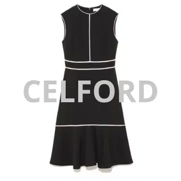 CELFORD 레이스 절개 슬리브리스 원피스 38 네이비 롱