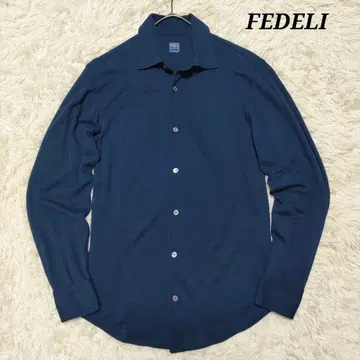 FEDELI 페델리 니트 셔츠 긴팔 울 네이비 남성용 46