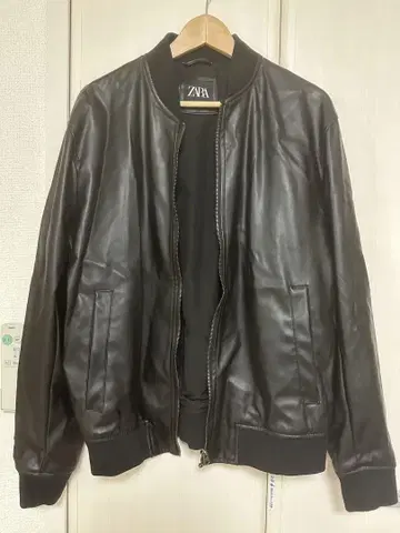 자라 블랙 가죽 봄버 자켓 L