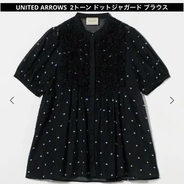 새상품 UNITED ARROWS 2톤 도트 자카드 블라우스