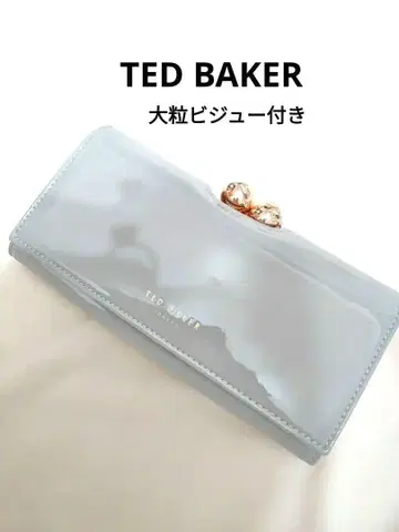 TED BAKER 크리스탈 장식 가마구치 장지갑 에나멜 그레이