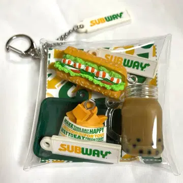 가챠가 들어있는 파우치 SUBWAY 세트 음식 버거 감자 밀크티