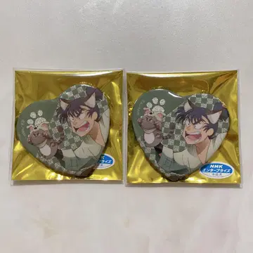 닌자 타마 란타로 난자 타운 시쿠마 루사부로 하트 캔뱃지 2개 세트