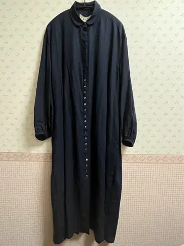 네이비 롱 셔츠 원피스 백 리본