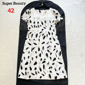 새상품급 Super Beauty 반팔 원피스 레이스 리본 42