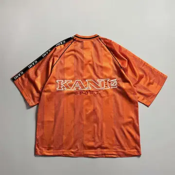 90s~ KARL KANI 로고 라인 자수 오버 사이즈 메쉬 상의
