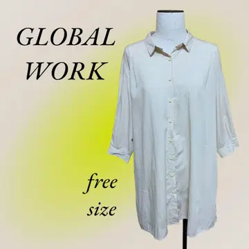 GLOBAL WORK 상의 셔츠 튜닉 화이트 프리 사이즈
