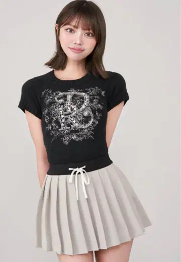 darich DR 비쥬 플라워 니트 탑 다리치 블랙 검정