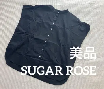 새상품급 SUGAR ROSE 슈가 로즈 블라우스 소매 플레어 코튼 블랙
