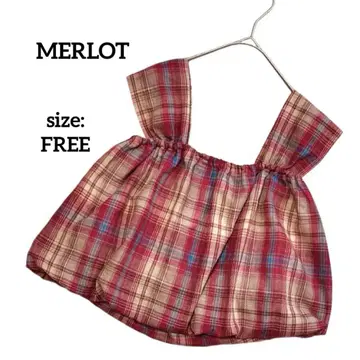 멀로 MERLOT 체크 무늬 탱크 뷔스티에 프리 사이즈 빨간색