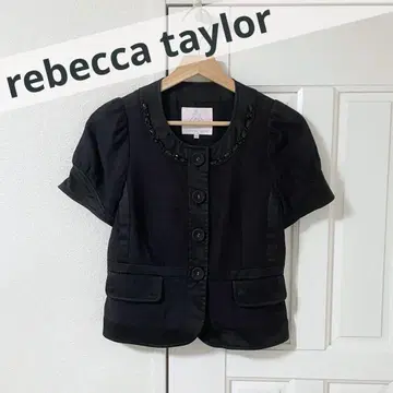 레베카 테일러 rebecca taylor 노카라 자켓 반팔 블랙