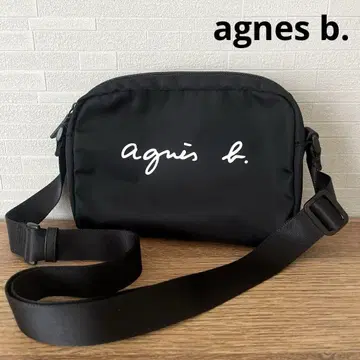 agnes b. 숄더백 로고 사코슈 나일론 블랙
