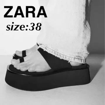 ZARA 자라 통굽 샌들 플랫폼 샌들 블랙 검정 38