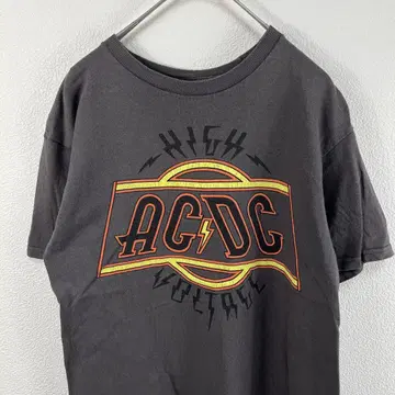 미국 구제 의류 ACDC 티셔츠 밴딩 티셔츠 밴 티 그레이