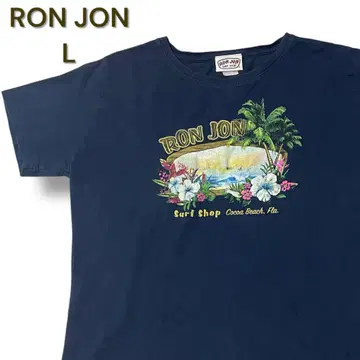 US 구제 의류 RON JON 론존 굿 프린트 티셔츠 L 사이즈 네이비