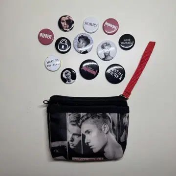 저스틴 비버 파우치와 배지 세트